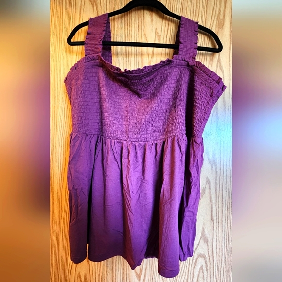 Torrid Knit Babydoll Square Neck Smocked Bodice Tank Purple Size 3XL - Picture 2 of 4